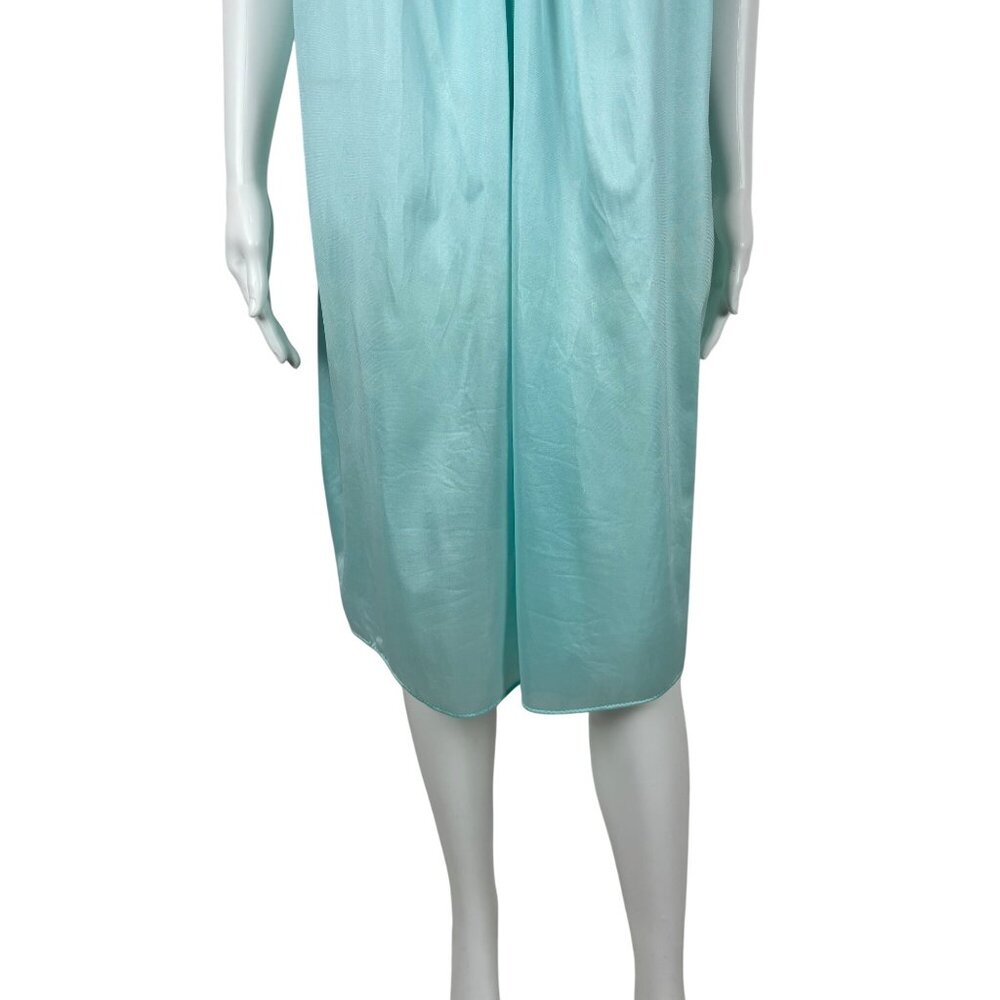Vintage 80s Nightgown Womens Extra Large Baby Blue Lace Trim Nightie - Picture 6 of 10